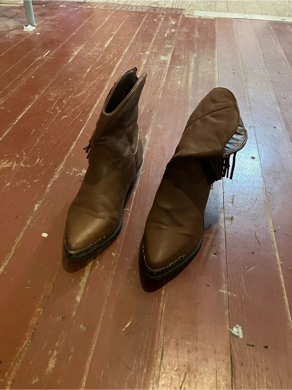 Brown Leather Vintage Western Ankle Boots Zodiac